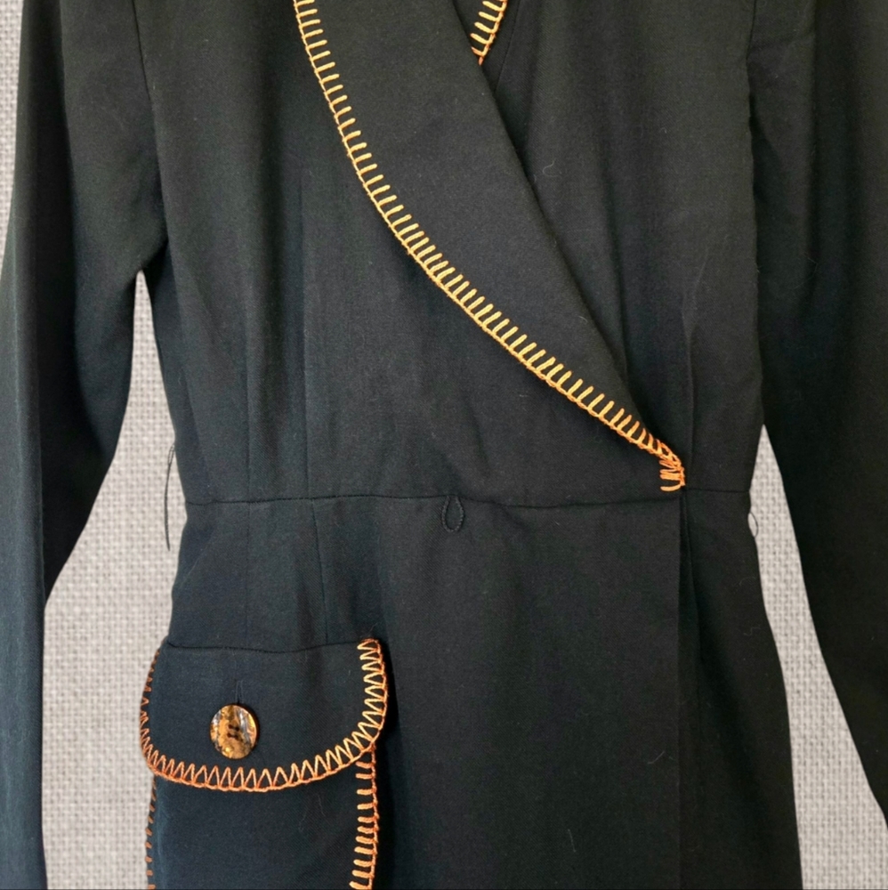 Vintage Black Wrap Maxi Dress 80s New Old Stock Elegant Glamour Witchy Sz 6 - Picture 6 of 12